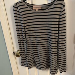 Philosophy grey and black striped shirt.